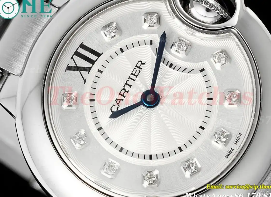 Ballon Bleu De Cartier 33mm SS SS White Dia AF Quartz