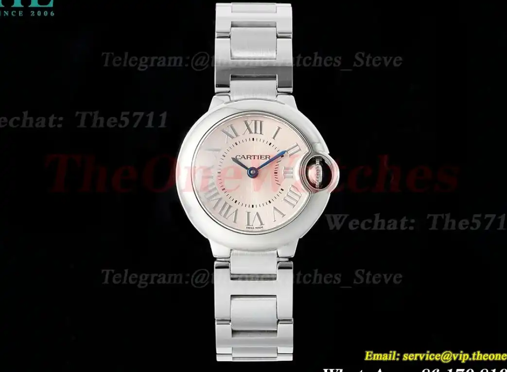 Ballon Bleu De Cartier 28mm SS SS Pink Dial AF Quartz