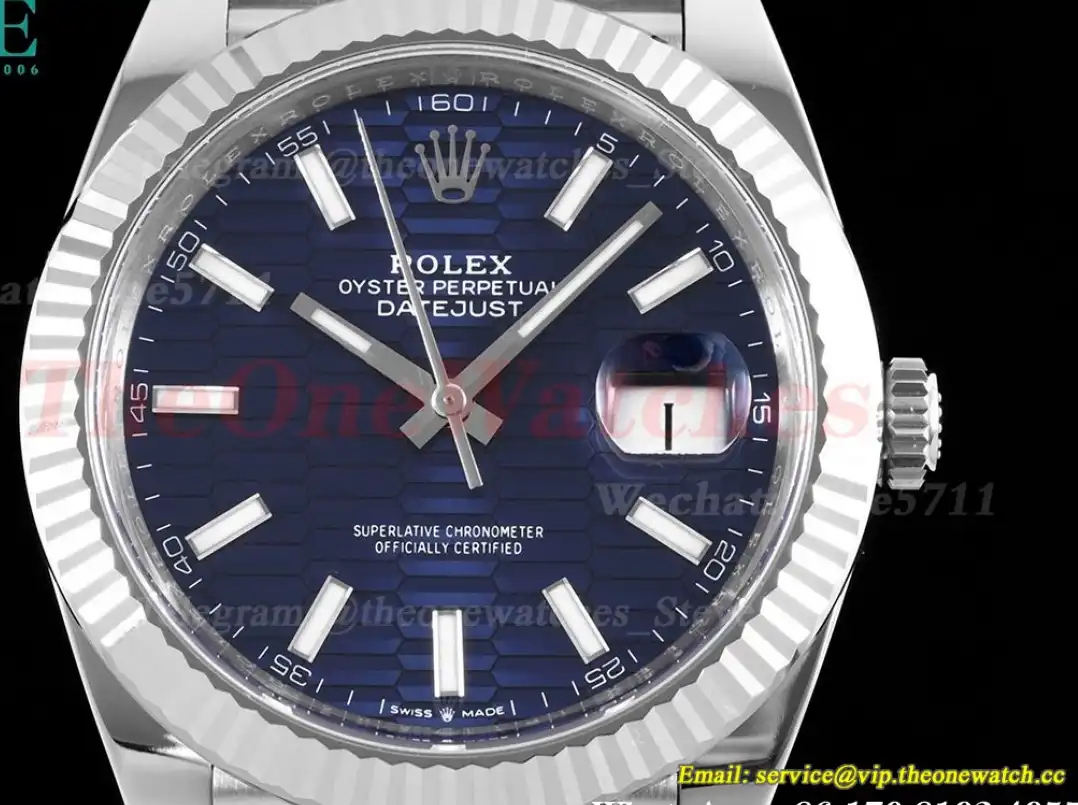 Datejust 126334 41mm Jub SS SS Blue Texetured Dial Clean SH3235