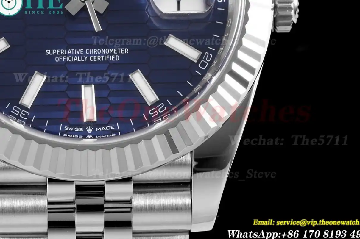 Datejust 126334 41mm Jub SS SS Blue Texetured Dial Clean SH3235