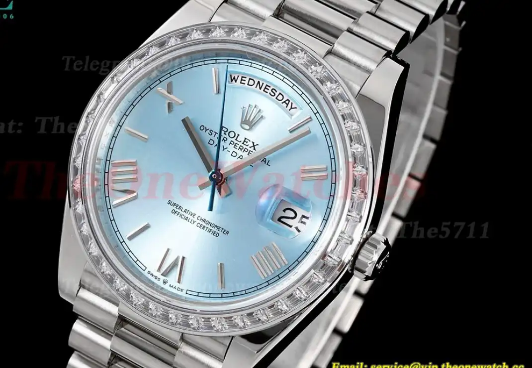 DayDate 228396 40mm Pres SS SS Ice Blue Dial GSF A3255 (Tungsten Heavy Version)