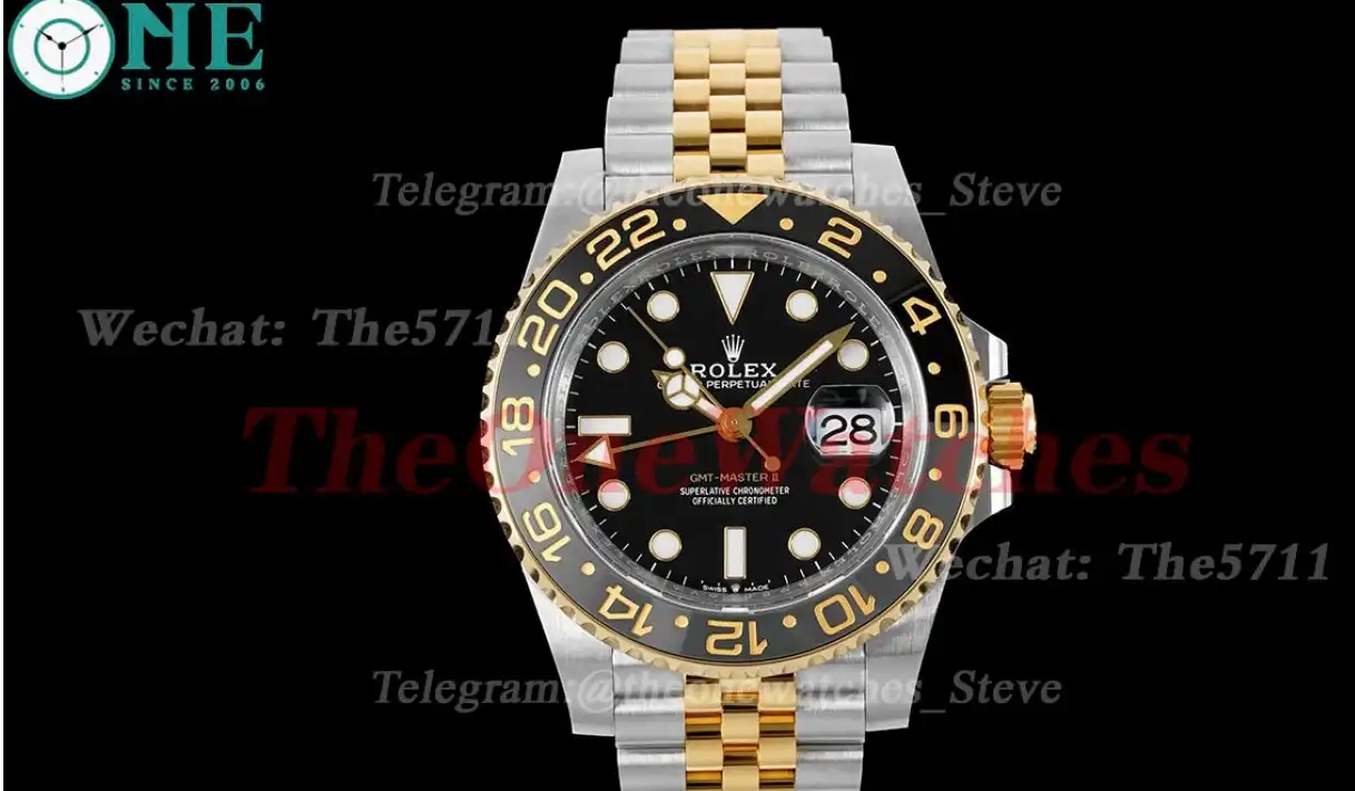 GMT II 126713 GRNR 40mm Jub SS YG Black Dial Clean DD3285 Super Clone