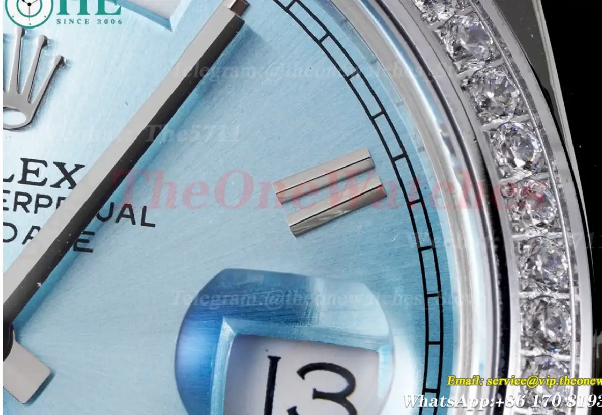 DayDate 228349 40mm Pres SS SS Ice Blue Rmn GSF A3255 (Tungsten Heavy Version)