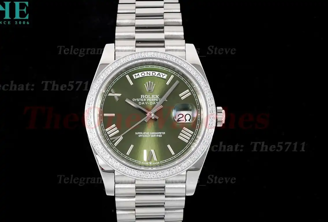 DayDate 228349 40mm Pres SS SS Green Dial GSF A3255 (Tungsten Heavy Version)