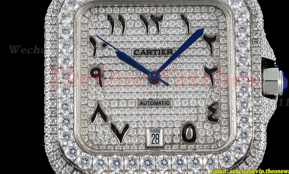 Santos 100 Mens XL 40mm SS SS Dia Arab AMG MY9015