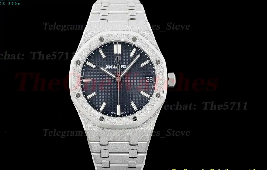 Royal Oak 15500 41mm Frosted SS SS Blue Dial APSF A4302 Super Clone