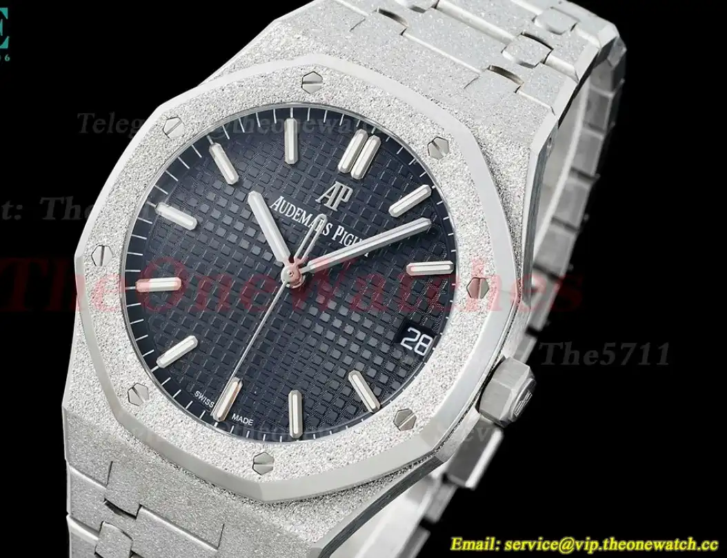 Royal Oak 15500 41mm Frosted SS SS Blue Dial APSF A4302 Super Clone