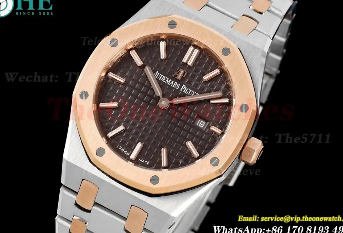 Royal Oak Ladies 33mm RG SS Brown Dial JJF Swiss Qtz