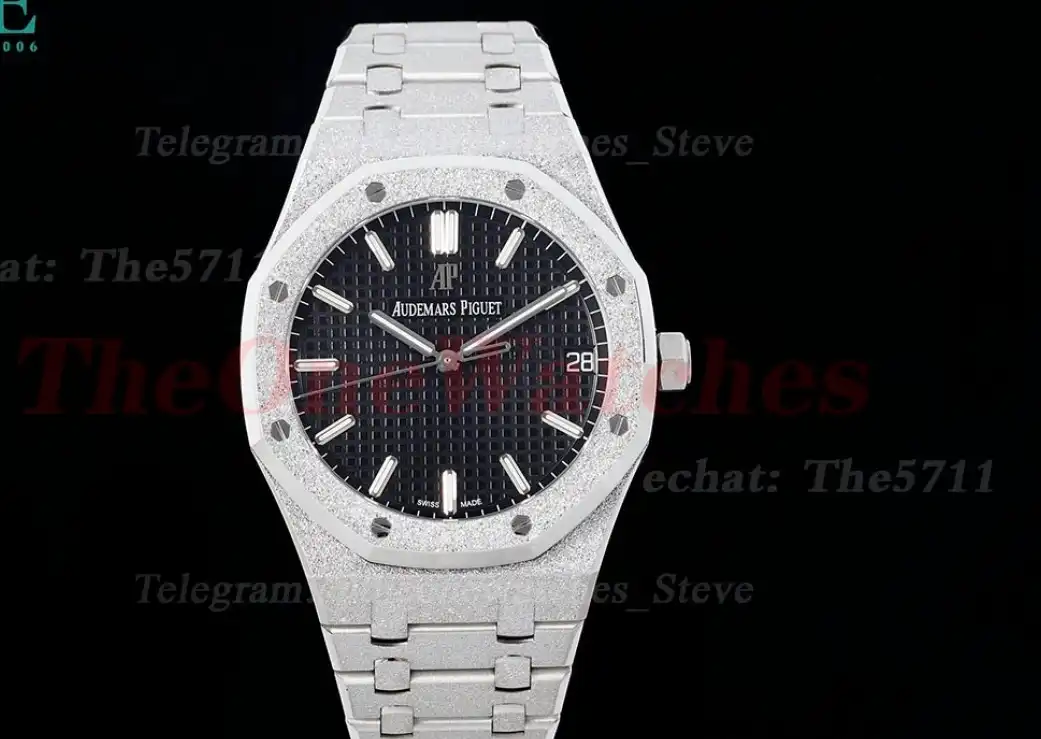 Royal Oak 15500 41mm Frosted SS SS Black Dial APSF A4302 Super Clone