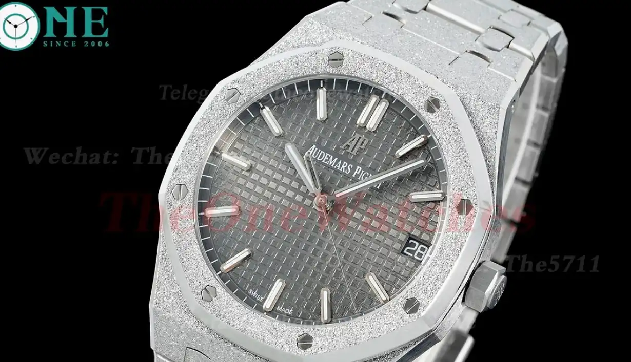 Royal Oak 15500 41mm Frosted SS SS Grey Dial APSF A4302 Super Clone