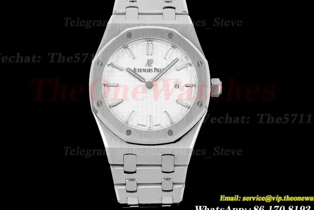 Royal Oak Ladies 33mm SS SS White Stk JJF Swiss Qtz