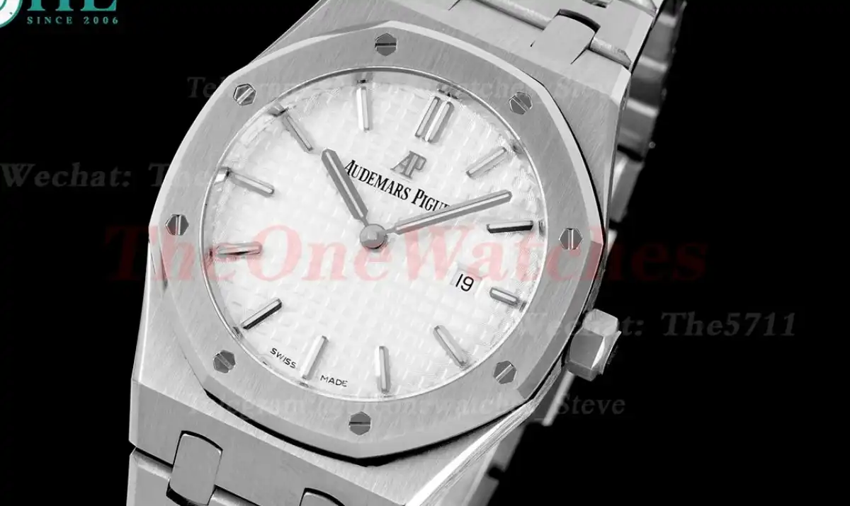 Royal Oak Ladies 33mm SS SS White Stk JJF Swiss Qtz