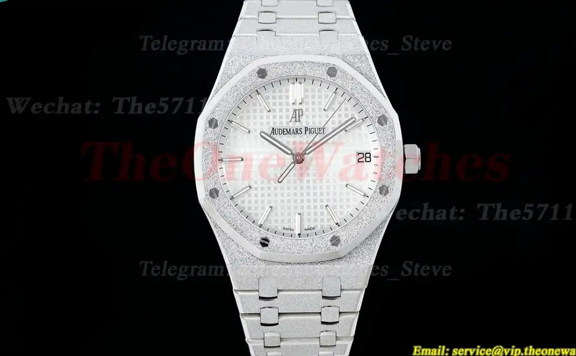 Royal Oak 15500 41mm Frosted SS SS White Dial APSF A4302 Super Clone