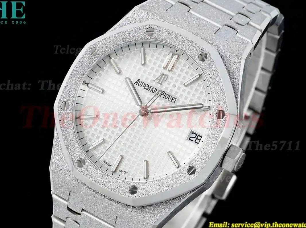 Royal Oak 15500 41mm Frosted SS SS White Dial APSF A4302 Super Clone