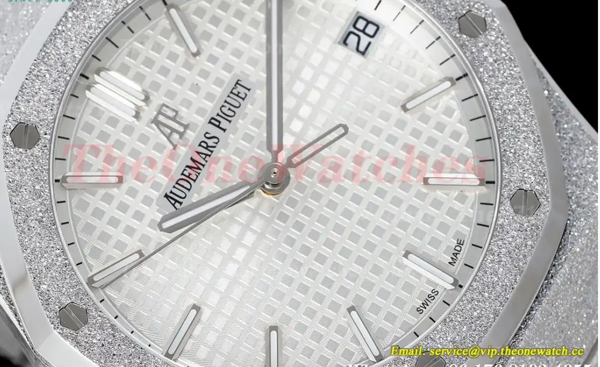 Royal Oak 15500 41mm Frosted SS SS White Dial APSF A4302 Super Clone