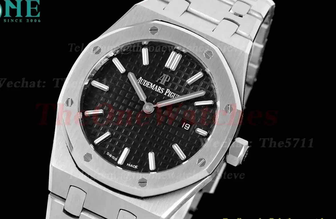 Royal Oak Ladies 33mm SS SS Black Stk JJF Swiss Qtz