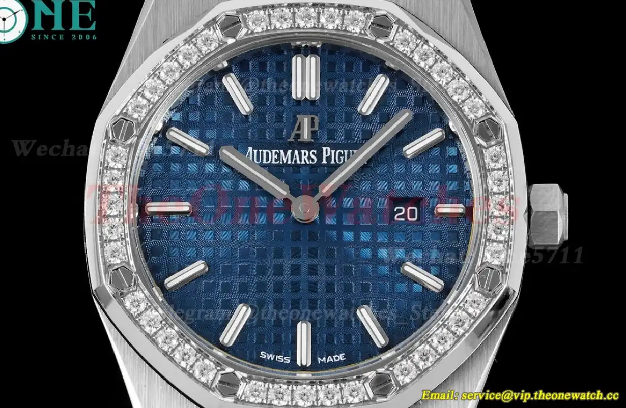 Royal Oak Ladies 33mm SS SS Diamond Blue JJF Swiss Qtz