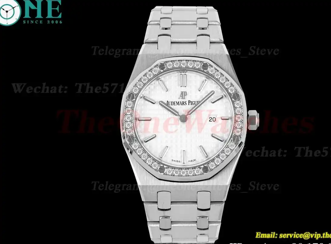 Royal Oak Ladies 33mm SS SS Diamond White JJF Swiss Qtz