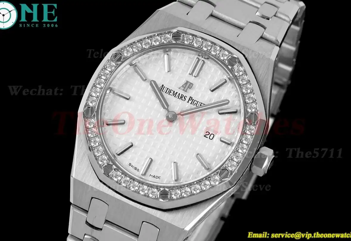 Royal Oak Ladies 33mm SS SS Diamond White JJF Swiss Qtz