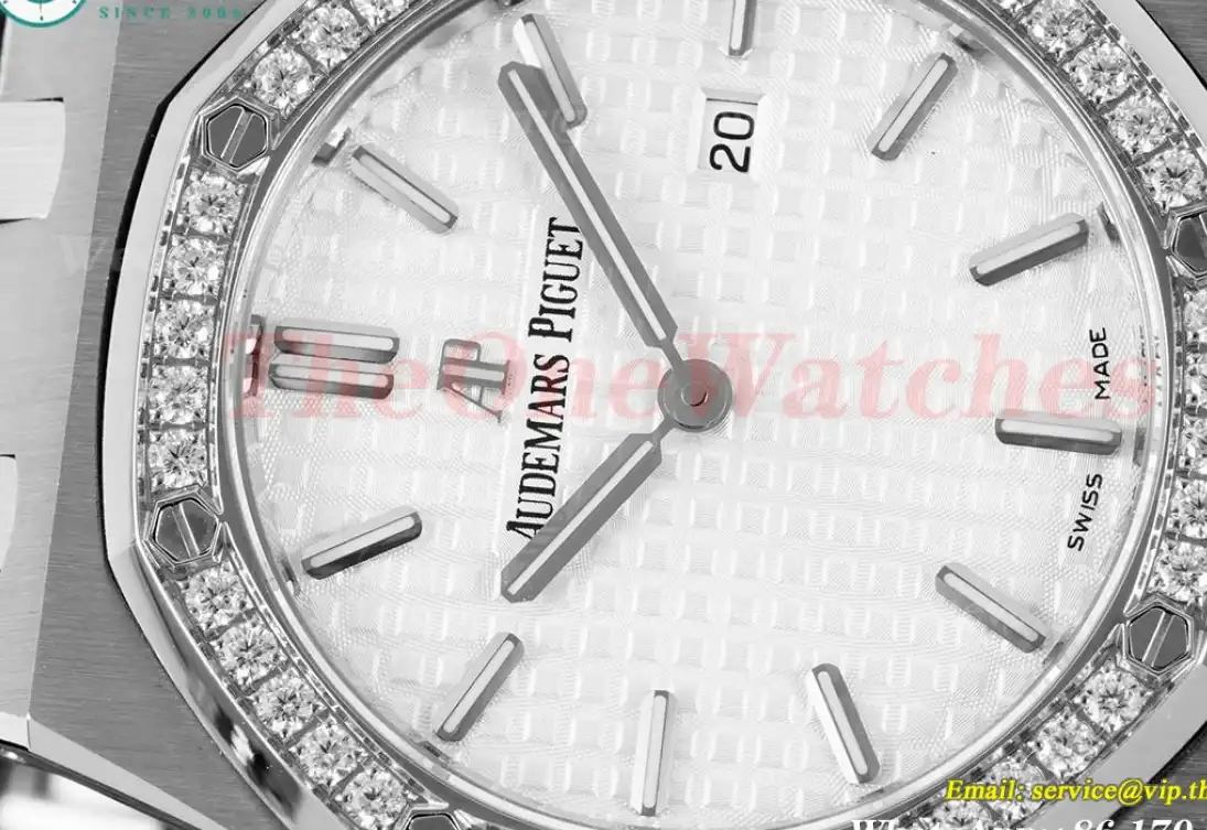 Royal Oak Ladies 33mm SS SS Diamond White JJF Swiss Qtz