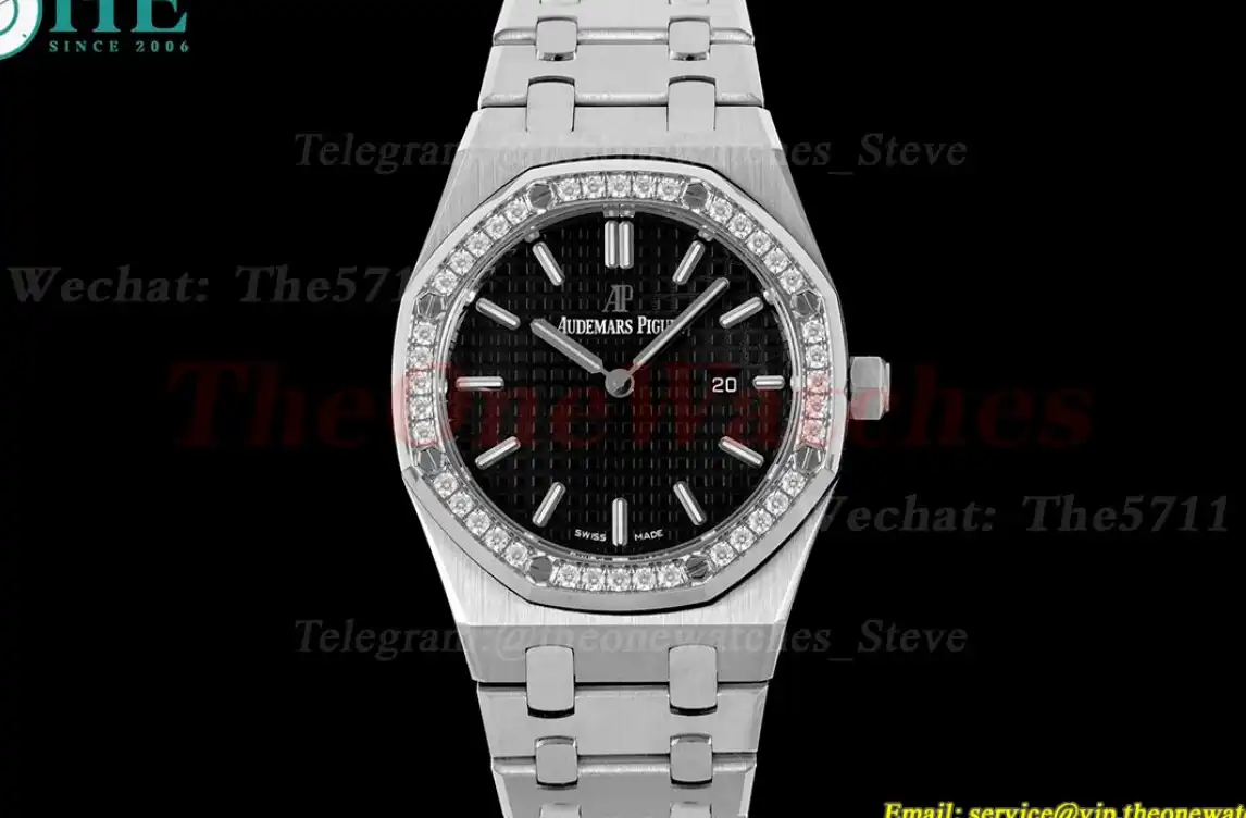 Royal Oak Ladies 33mm SS SS Diamond Black JJF Swiss Qtz