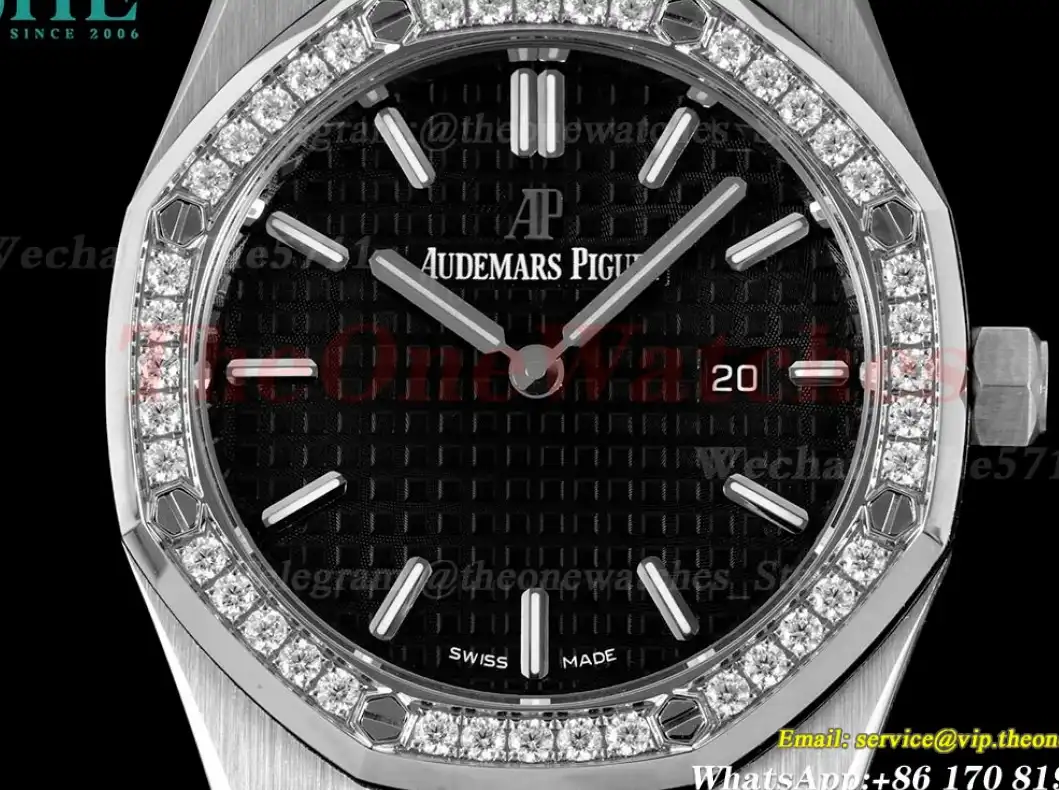 Royal Oak Ladies 33mm SS SS Diamond Black JJF Swiss Qtz