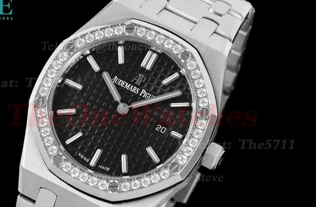 Royal Oak Ladies 33mm SS SS Diamond Black JJF Swiss Qtz