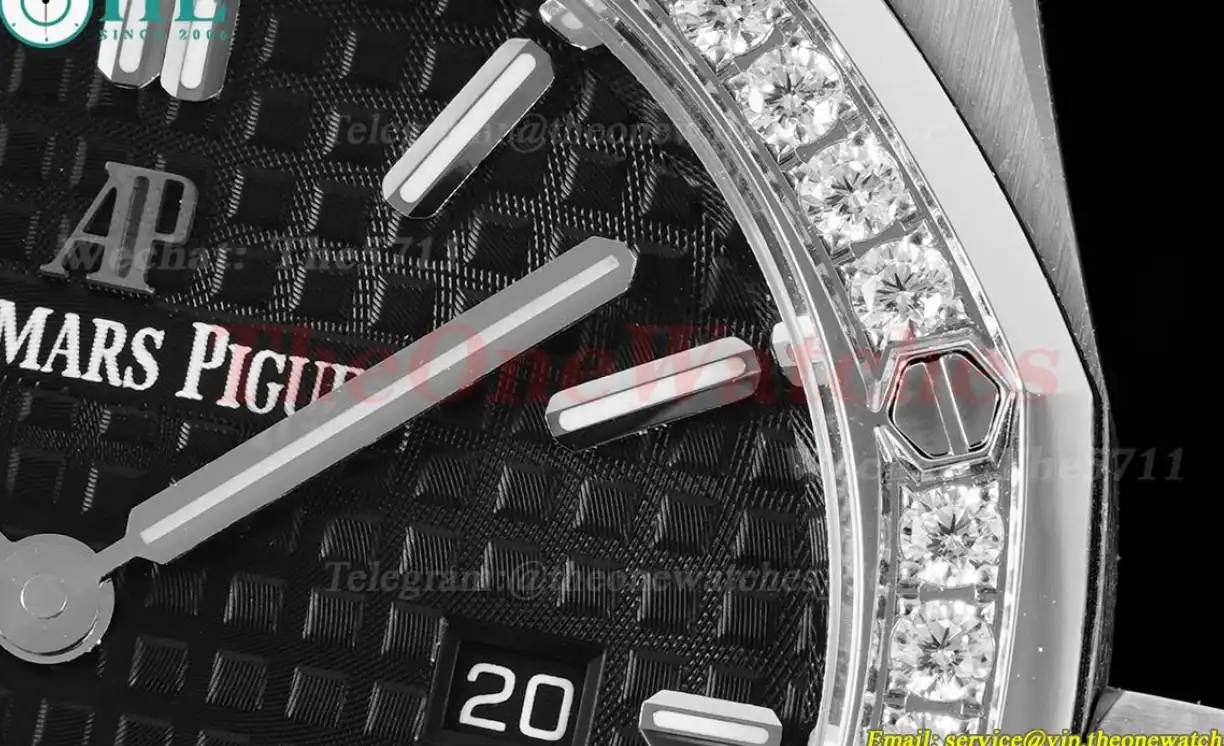 Royal Oak Ladies 33mm SS SS Diamond Black JJF Swiss Qtz