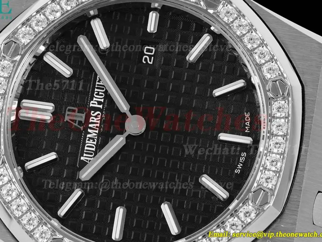 Royal Oak Ladies 33mm SS SS Diamond Black JJF Swiss Qtz