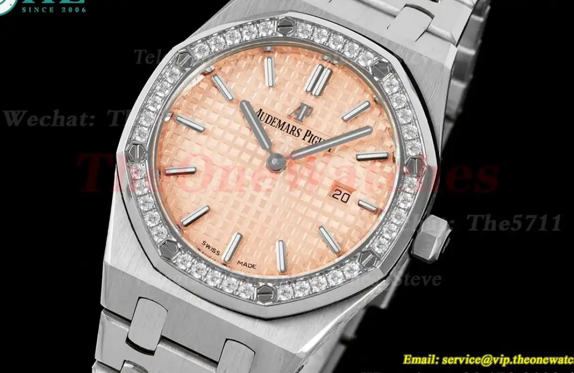 Royal Oak Ladies 33mm SS SS Diamond Cream JJF Swiss Qtz