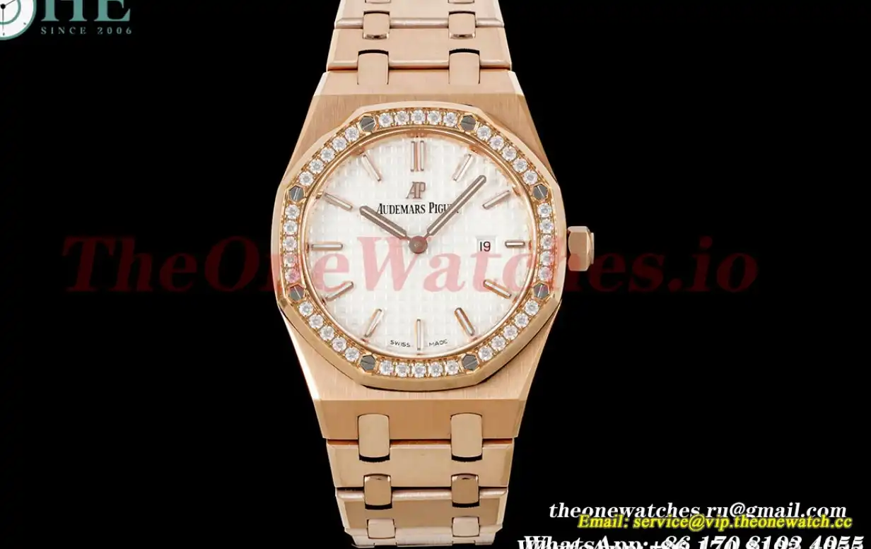 Royal Oak Ladies 33mm RG RG Diamond White JJF Swiss Qtz