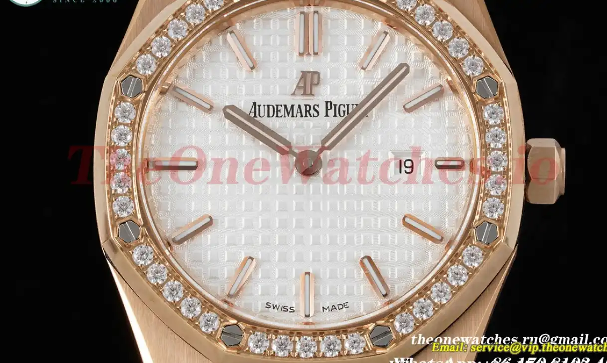 Royal Oak Ladies 33mm RG RG Diamond White JJF Swiss Qtz