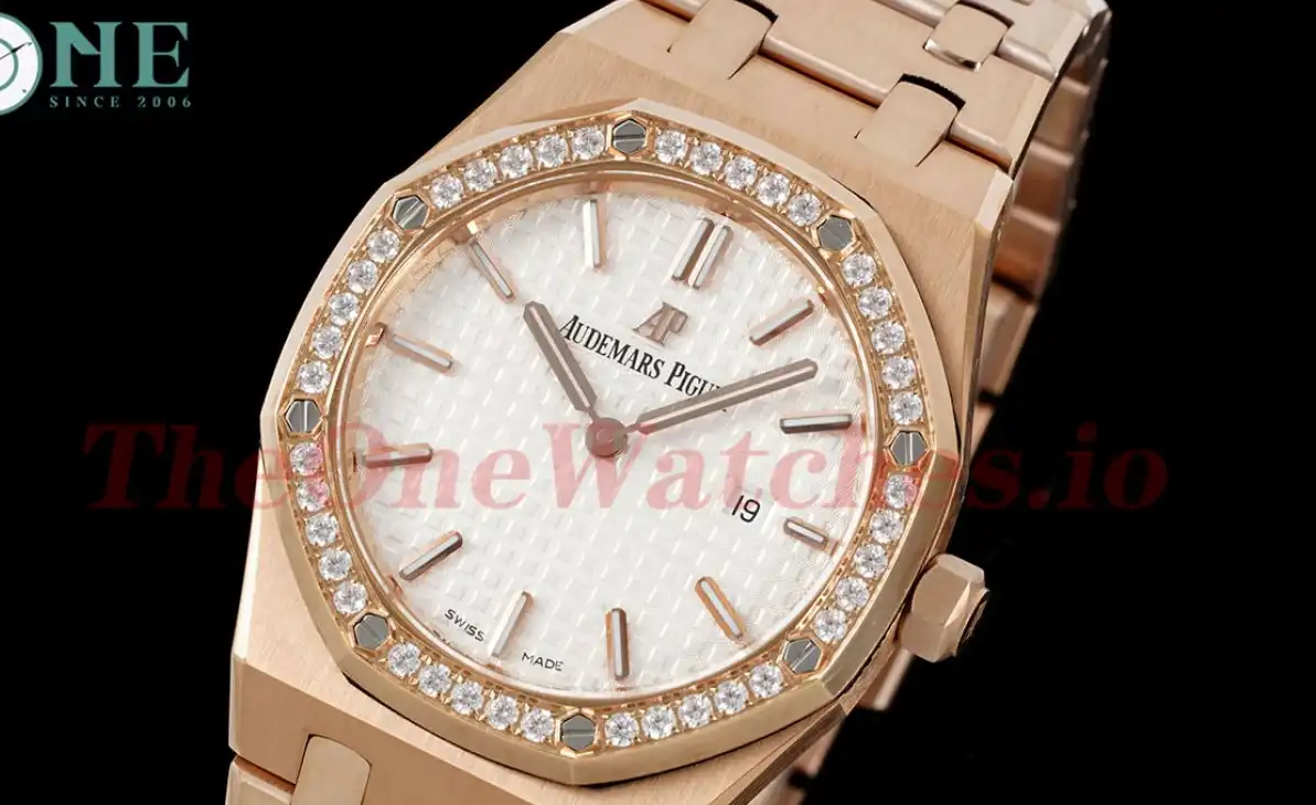 Royal Oak Ladies 33mm RG RG Diamond White JJF Swiss Qtz