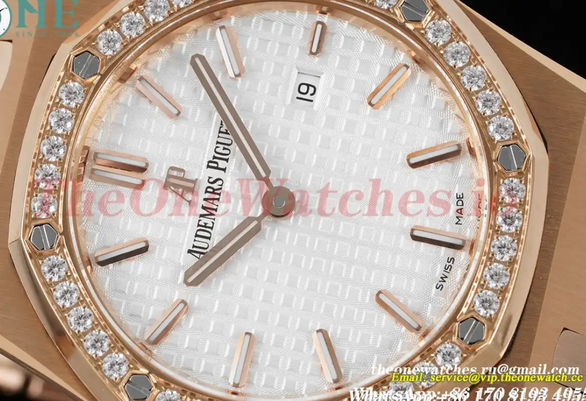 Royal Oak Ladies 33mm RG RG Diamond White JJF Swiss Qtz