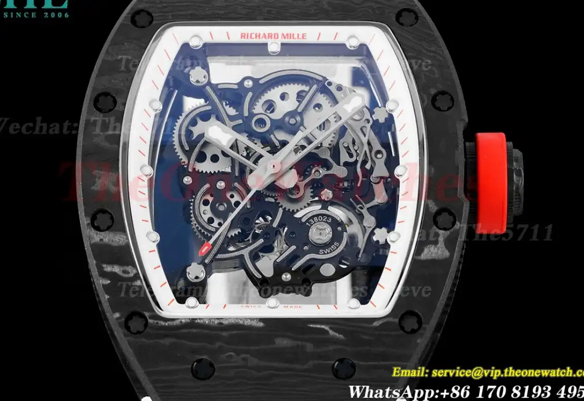 RM055 Real NTPT Skeleton White Dial On White Rubber Strap BBRF RMUL2