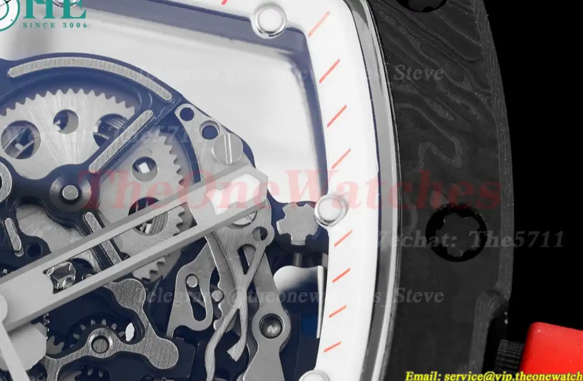 RM055 Real NTPT Skeleton White Dial On White Rubber Strap BBRF RMUL2