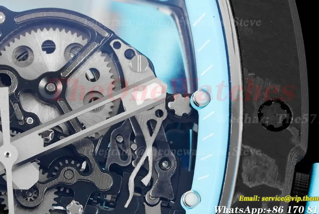 RM055 Real NTPT Skeleton Blue Dial On Blue Rubber Strap BBRF RMUL2