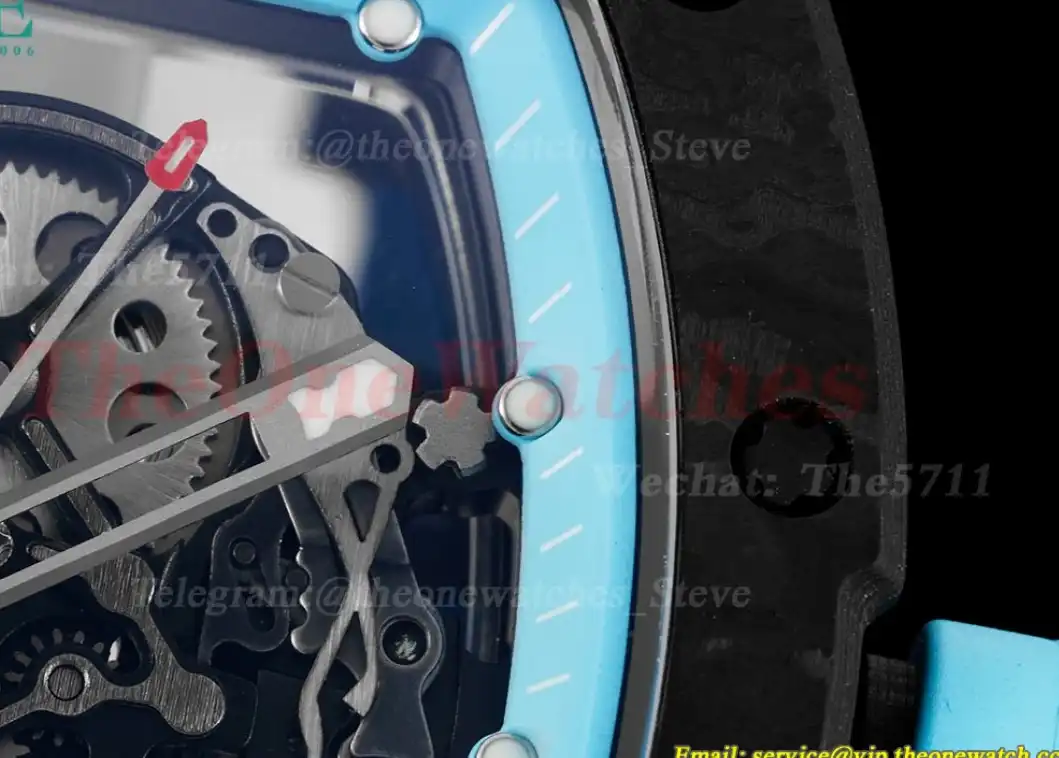 RM055 Real NTPT Skeleton Blue Dial On White Rubber Strap BBRF RMUL2