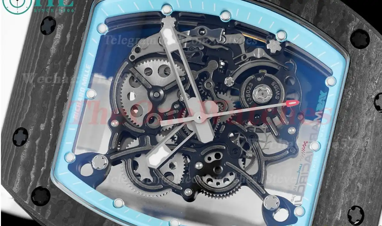 RM055 Real NTPT Skeleton Blue Dial On White Rubber Strap BBRF RMUL2