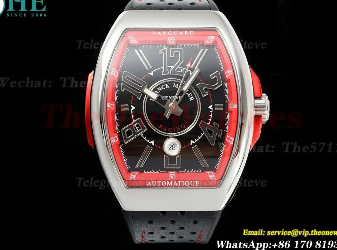 Vanguard Mens 44mm SS LE Black Red ABF A2824