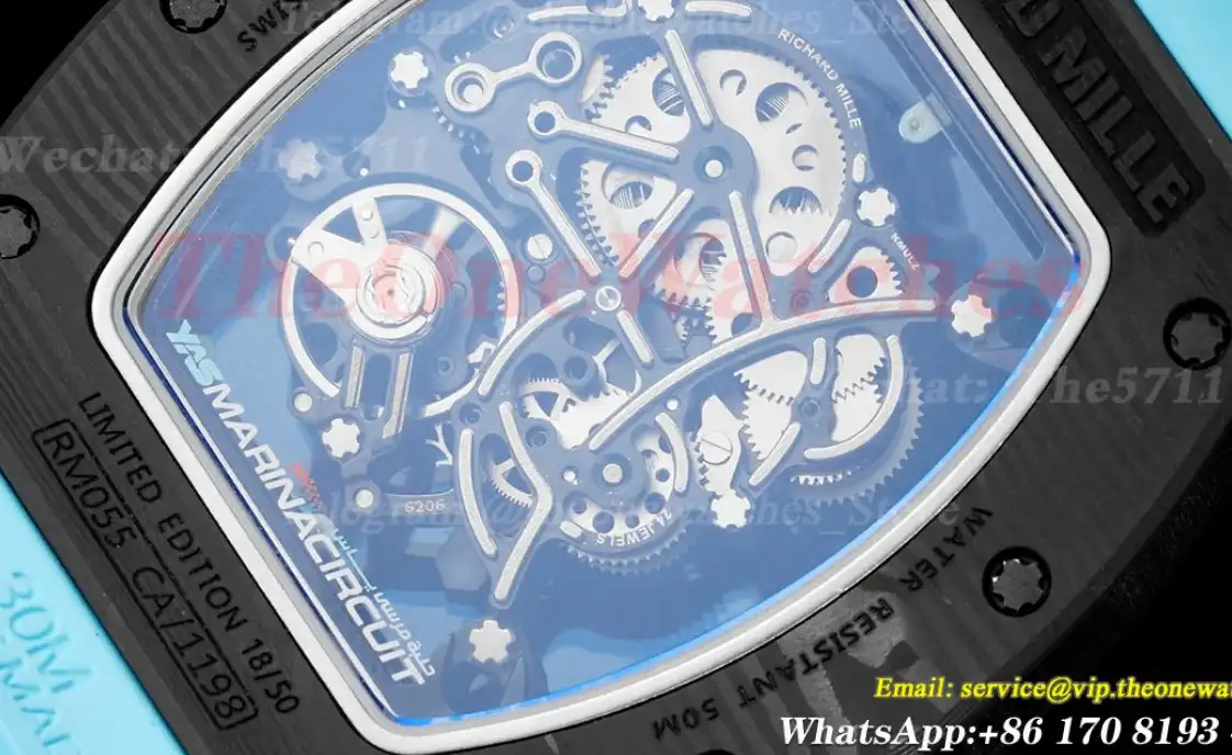 RM055 Real NTPT Skeleton Blue Dial On Blue Rubber Strap BBRF RMUL2