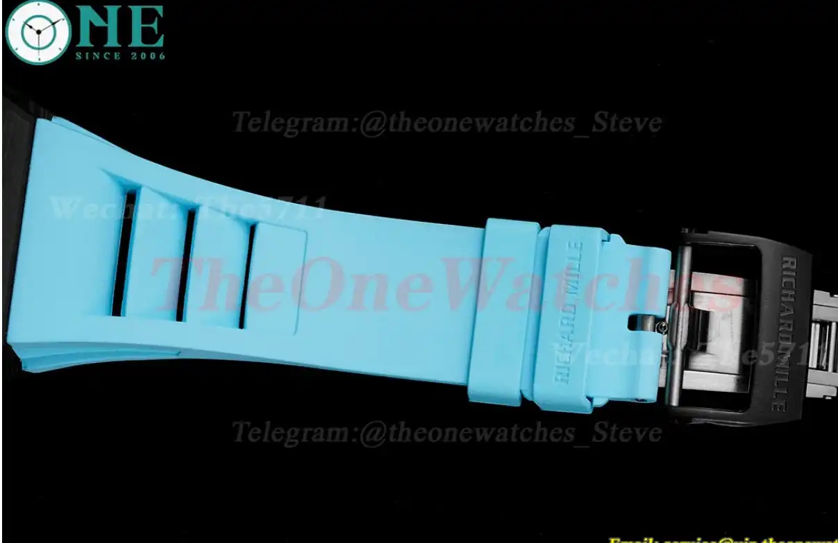 RM055 Real NTPT Skeleton Blue Dial On Blue Rubber Strap BBRF RMUL2