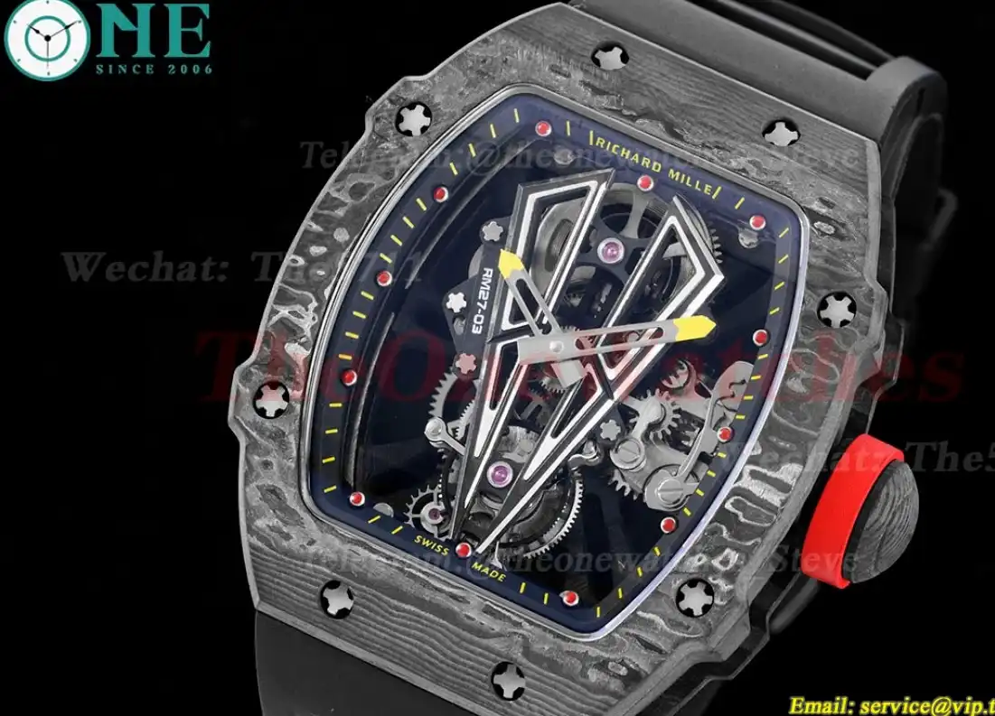 RM027-03 Rafael Nadal Carbon Case On Black Rubber Strap Real Tourbillon RMF