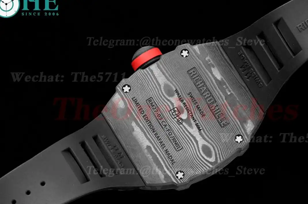 RM027-03 Rafael Nadal Carbon Case On Black Rubber Strap Real Tourbillon RMF