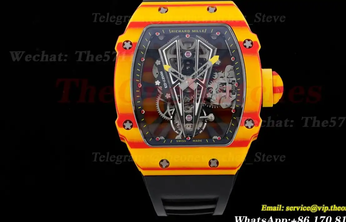 RM027-03 Rafael Nadal Carbon Case On Black Rubber Strap Real Tourbillon RMF