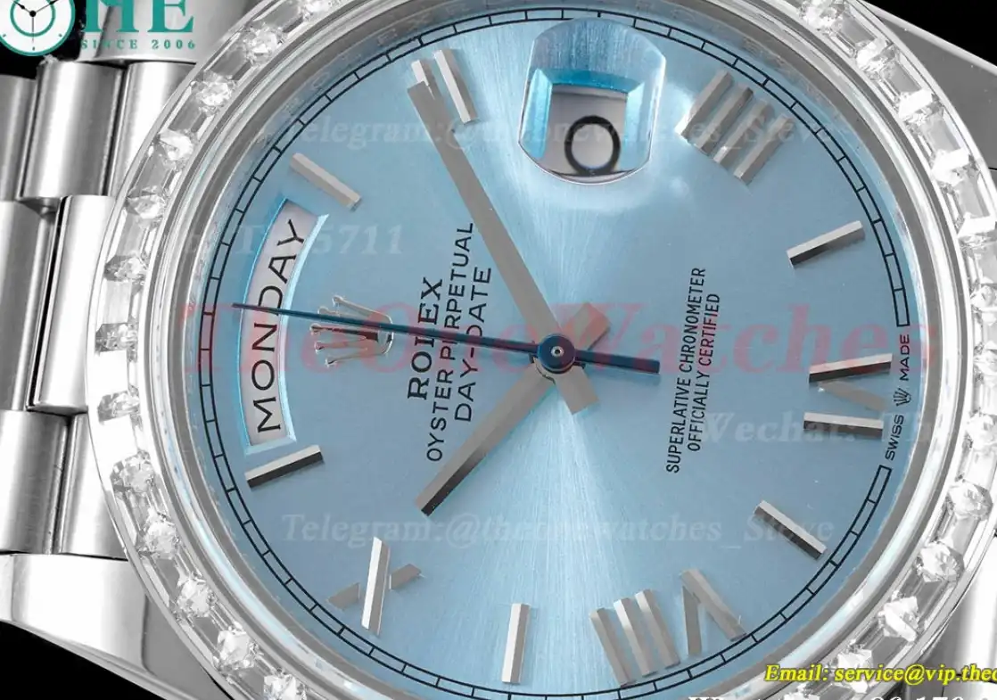 DayDate 228396 40mm Dia SS SS Ice Blue Dial TWS A2836