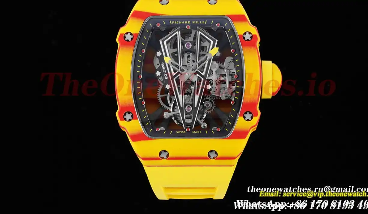 Richard Mille - RM027-03 Rafael Nadal Carbon Case On Yellow Rubber Strap Real Tourbillon RMF