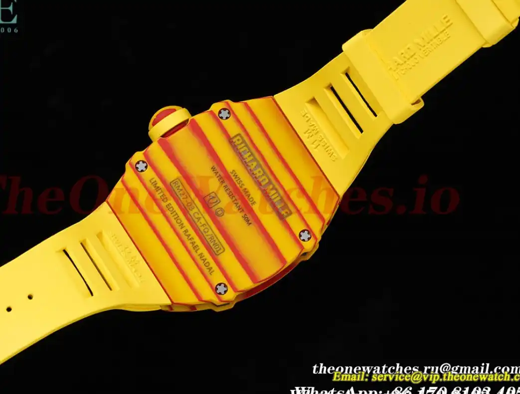 Richard Mille - RM027-03 Rafael Nadal Carbon Case On Yellow Rubber Strap Real Tourbillon RMF