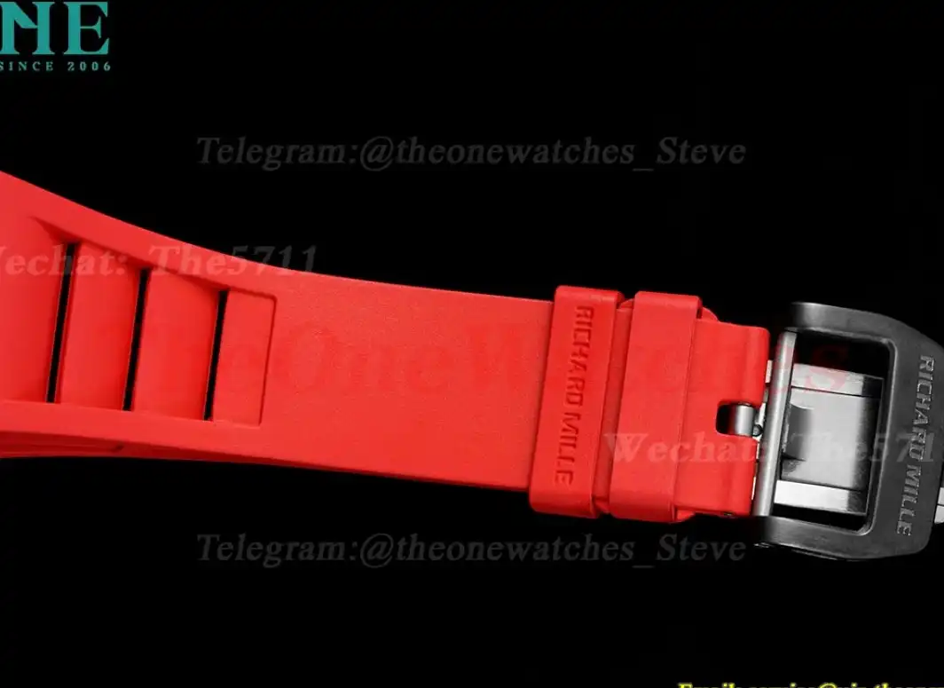 RM027-03 Rafael Nadal Carbon Case On Red Rubber Strap Real Tourbillon RMF