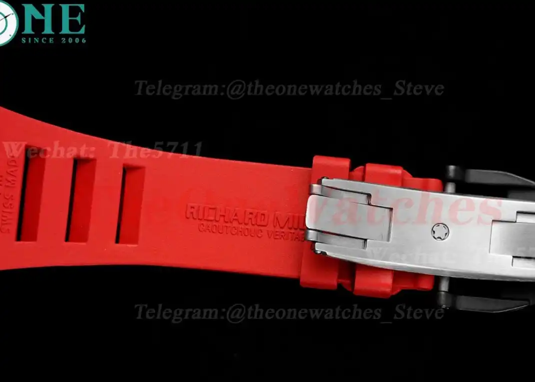 RM027-03 Rafael Nadal Carbon Case On Red Rubber Strap Real Tourbillon RMF